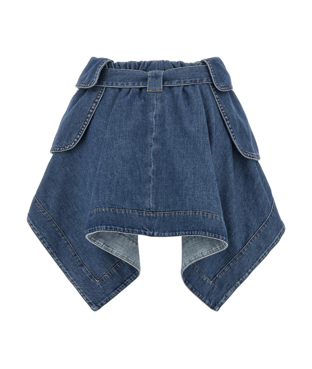 LOEWE Голубая хлопковая юбка мини, фото 2