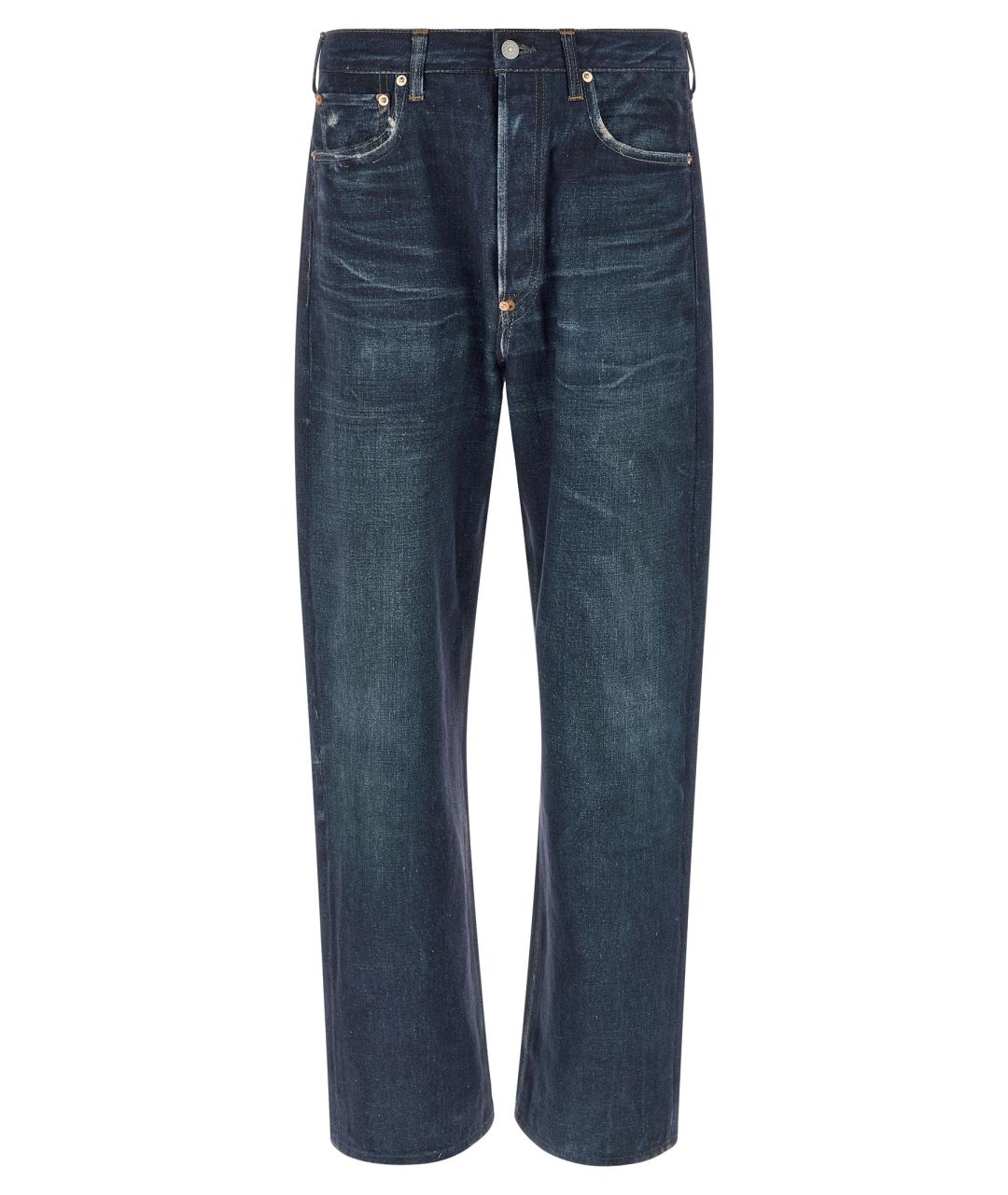 JUNYA WATANABE Синие хлопко-леновые прямые джинсы, фото 1