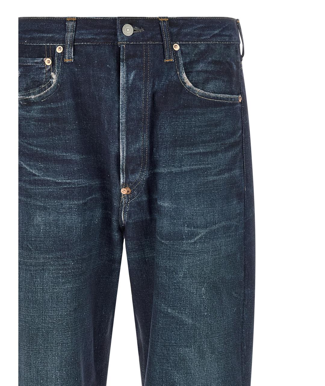 JUNYA WATANABE Синие хлопко-леновые прямые джинсы, фото 3