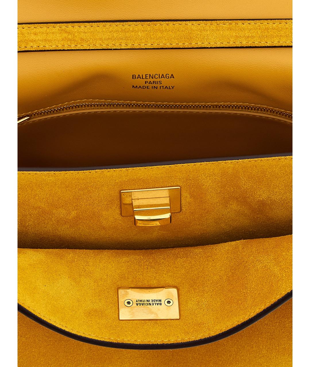 BALENCIAGA Желтая замшевая сумка через плечо, фото 4