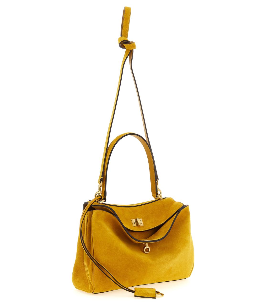 BALENCIAGA Желтая замшевая сумка через плечо, фото 3