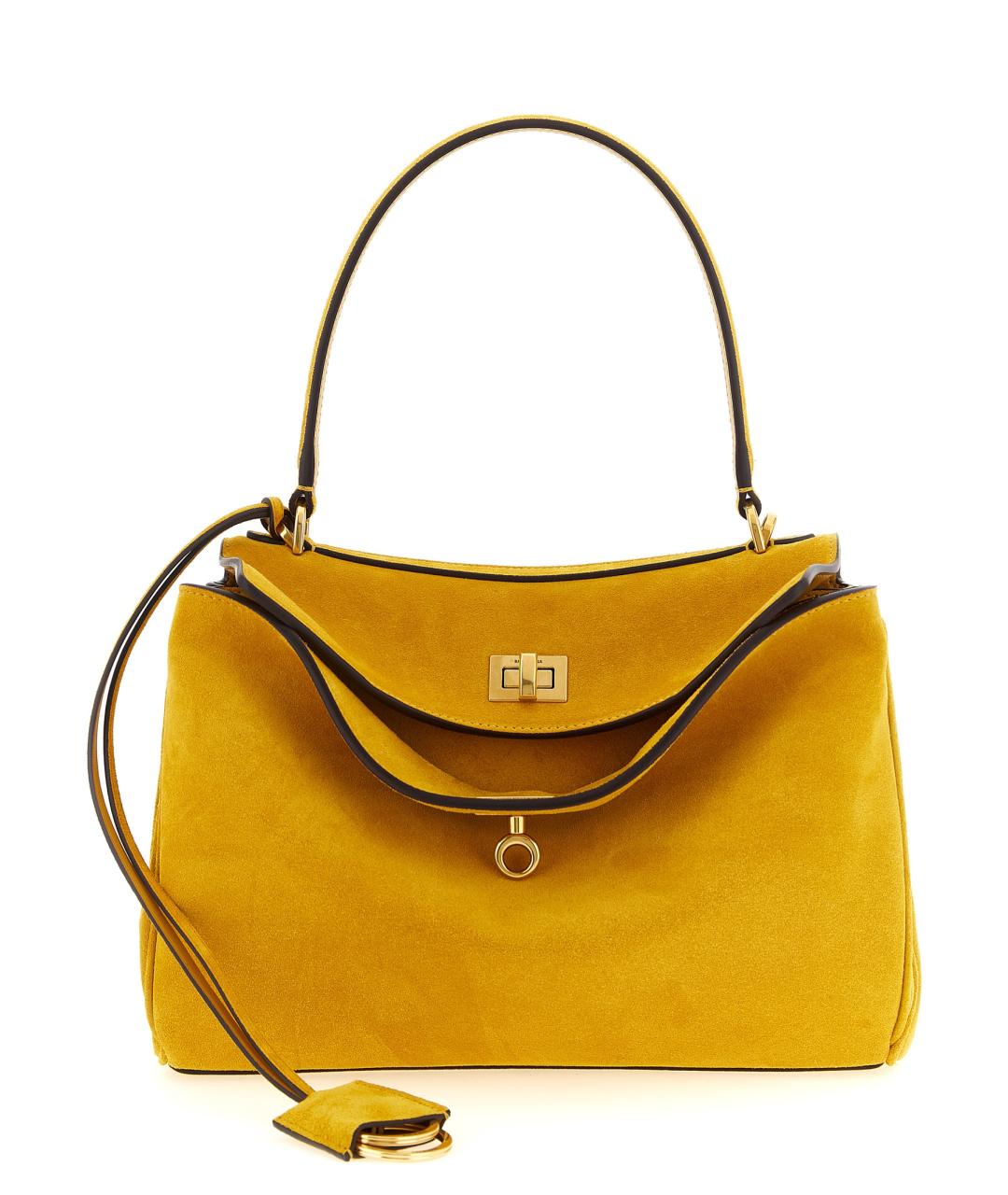 BALENCIAGA Желтая замшевая сумка через плечо, фото 1