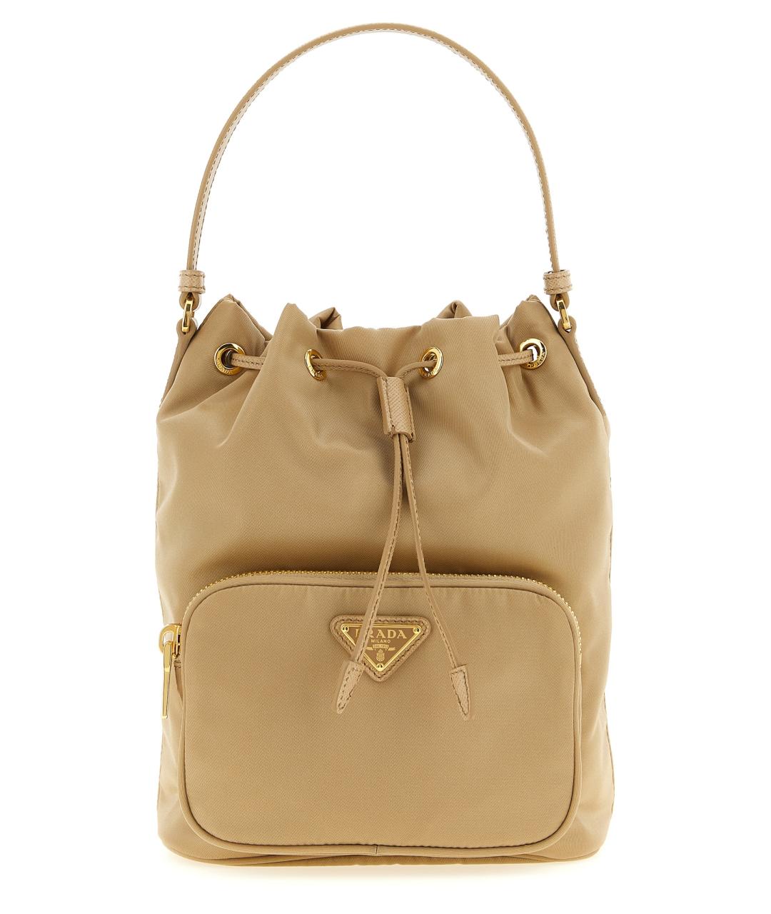 PRADA Коричневая синтетическая сумка с короткими ручками, фото 1