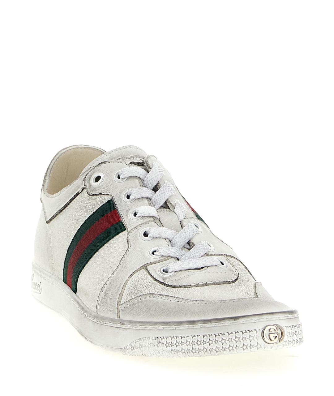 GUCCI Белые кожаные низкие кроссовки / кеды, фото 2