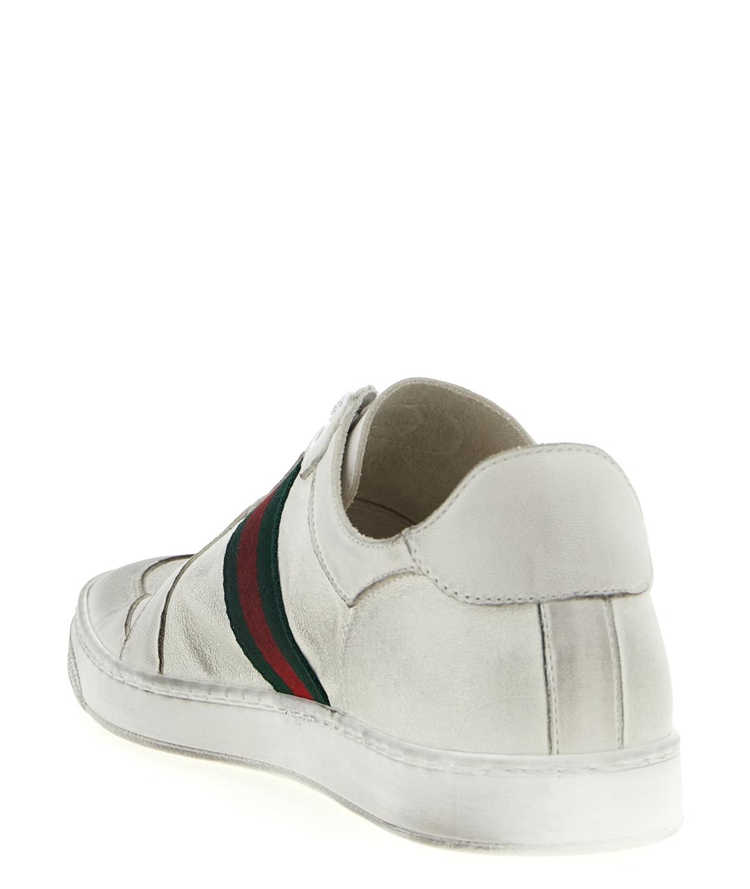 GUCCI Белые кожаные низкие кроссовки / кеды, фото 3