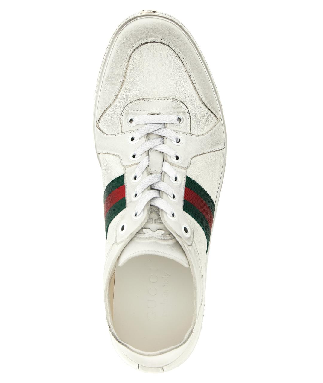 GUCCI Белые кожаные низкие кроссовки / кеды, фото 4