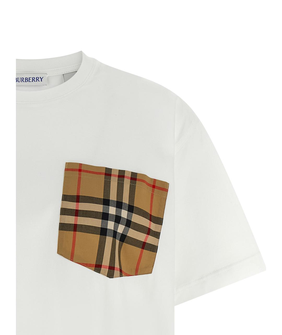 BURBERRY Белая хлопковая футболка, фото 3