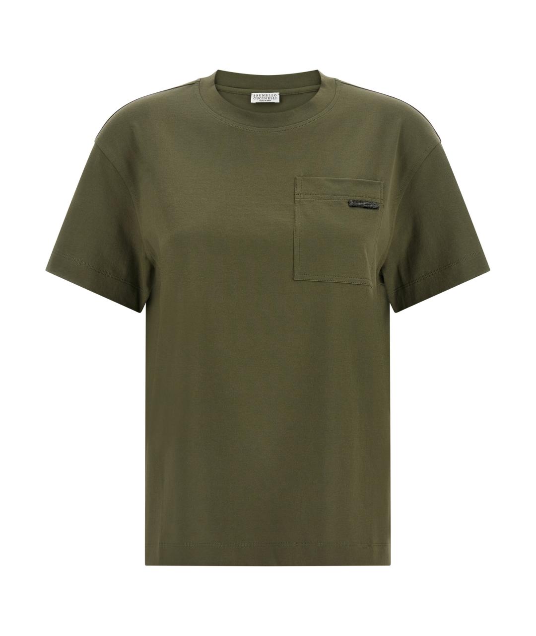 BRUNELLO CUCINELLI Зеленая хлопковая футболка, фото 1