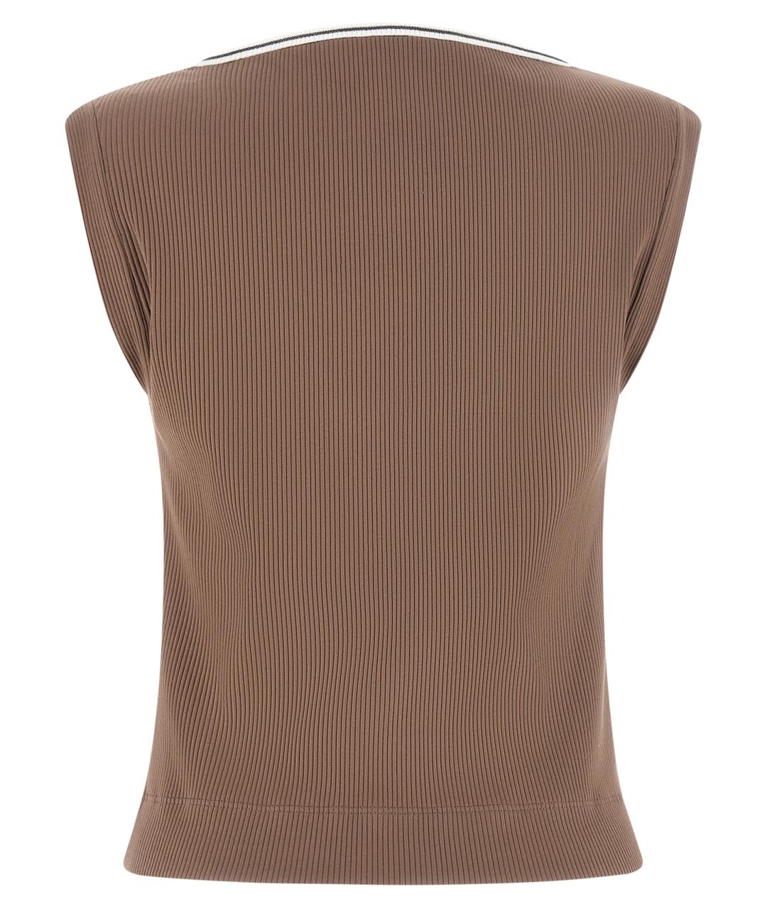 BRUNELLO CUCINELLI Коричневая хлопковая майка, фото 2