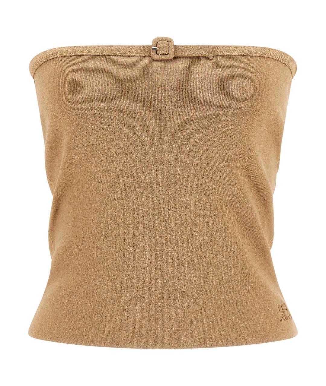 COURREGES Бежевая вискозная майка, фото 1