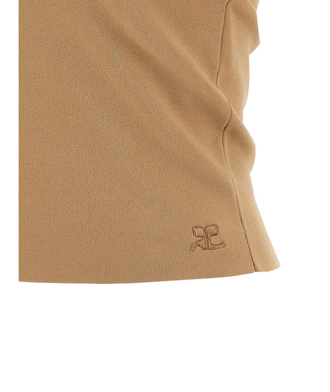 COURREGES Бежевая вискозная майка, фото 4