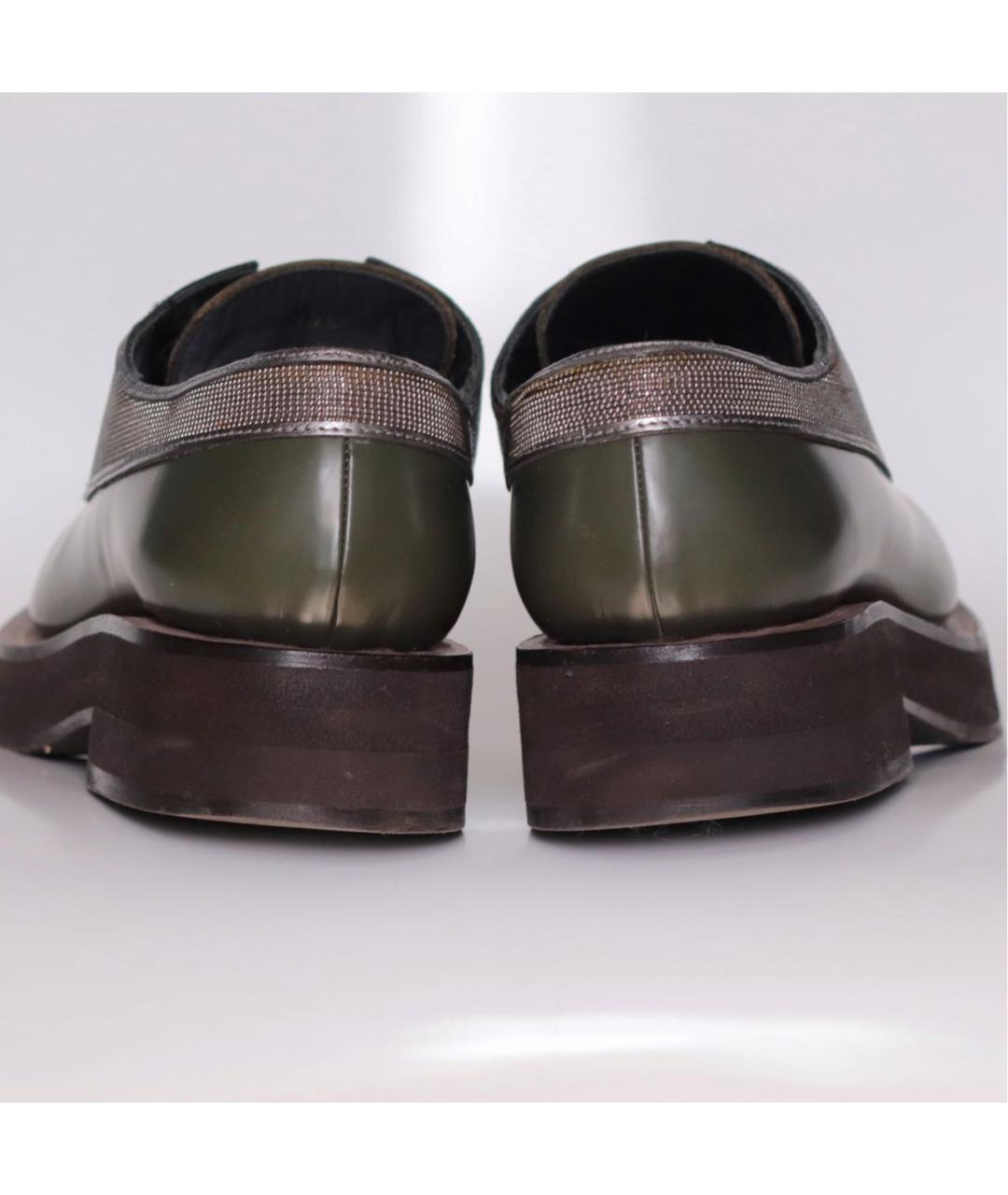 BRUNELLO CUCINELLI Хаки кожаные брогги и оксфорды, фото 3