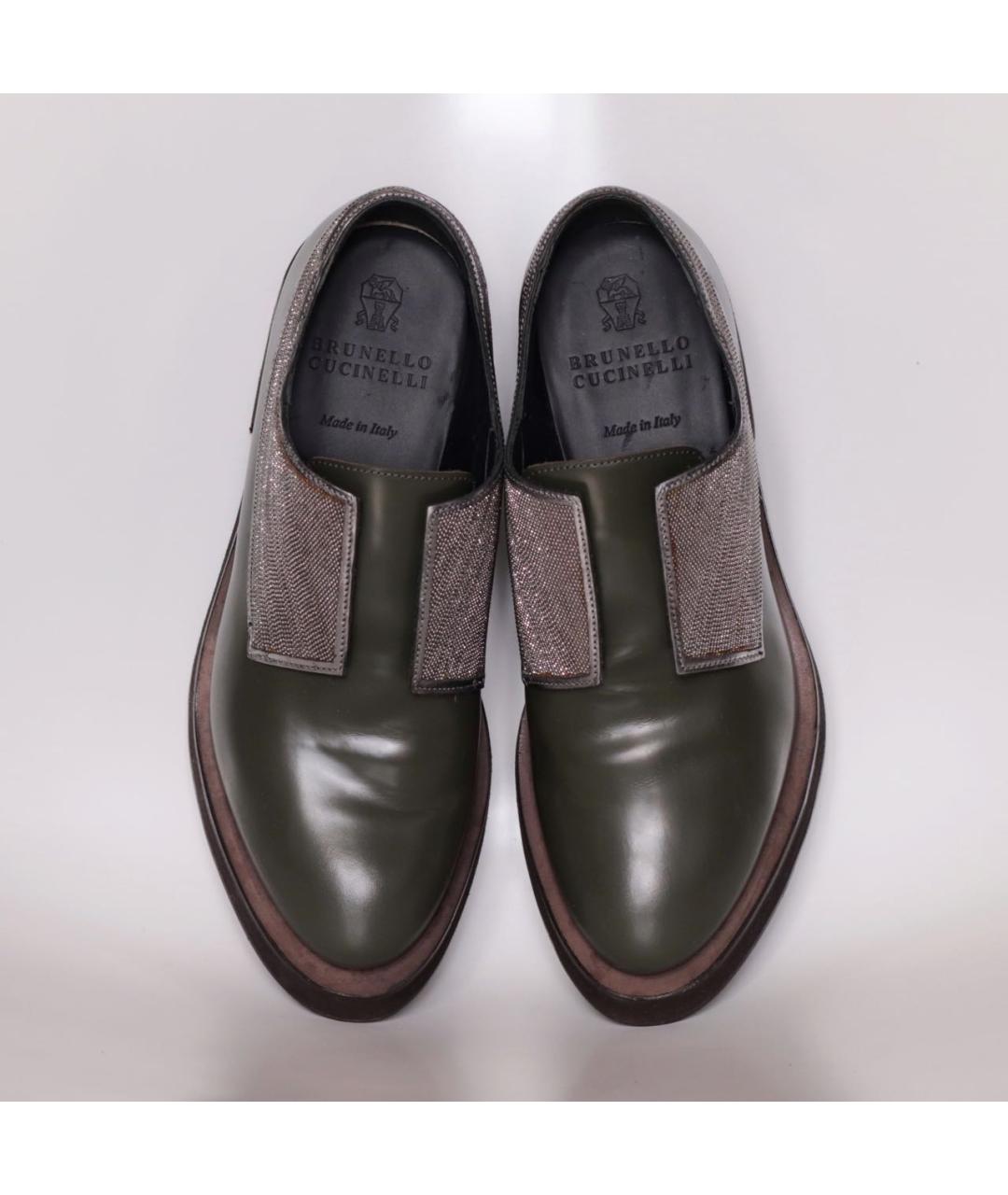 BRUNELLO CUCINELLI Хаки кожаные брогги и оксфорды, фото 2