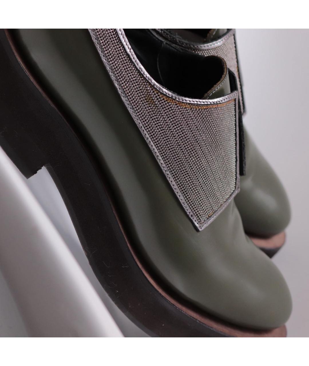 BRUNELLO CUCINELLI Хаки кожаные брогги и оксфорды, фото 7