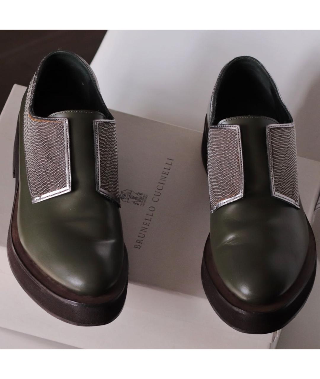 BRUNELLO CUCINELLI Хаки кожаные брогги и оксфорды, фото 8