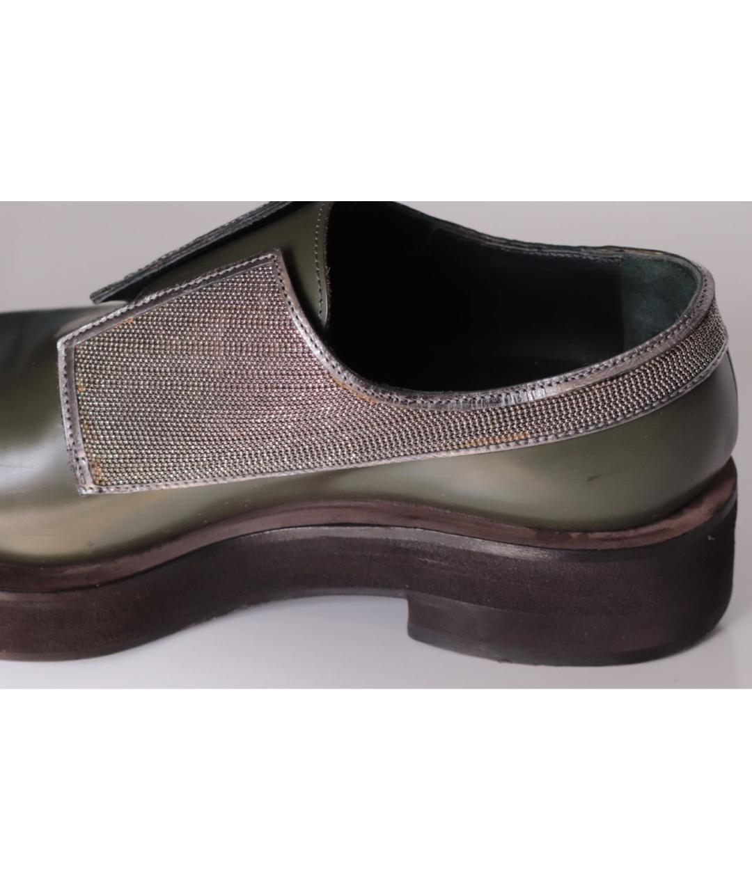 BRUNELLO CUCINELLI Хаки кожаные брогги и оксфорды, фото 6