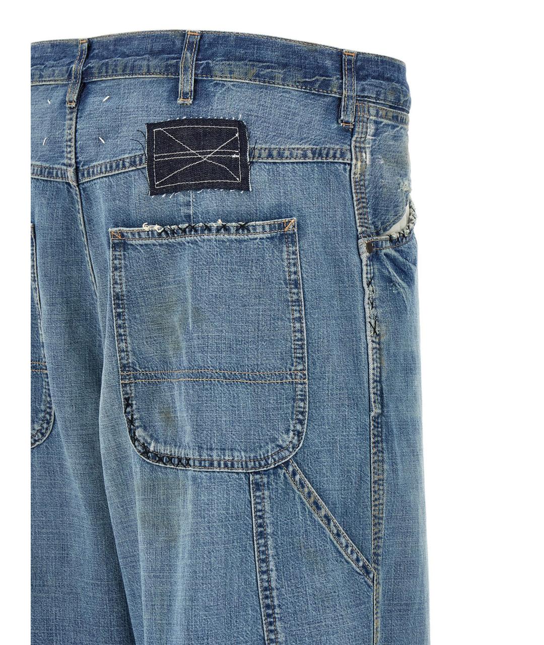 MAISON MARGIELA Синие хлопковые прямые джинсы, фото 4
