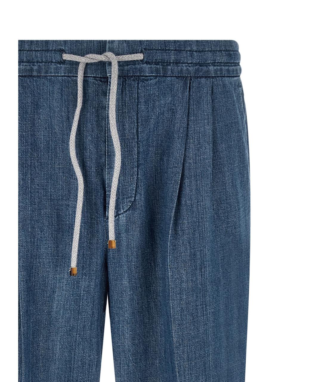 BRUNELLO CUCINELLI Синие хлопковые прямые джинсы, фото 3