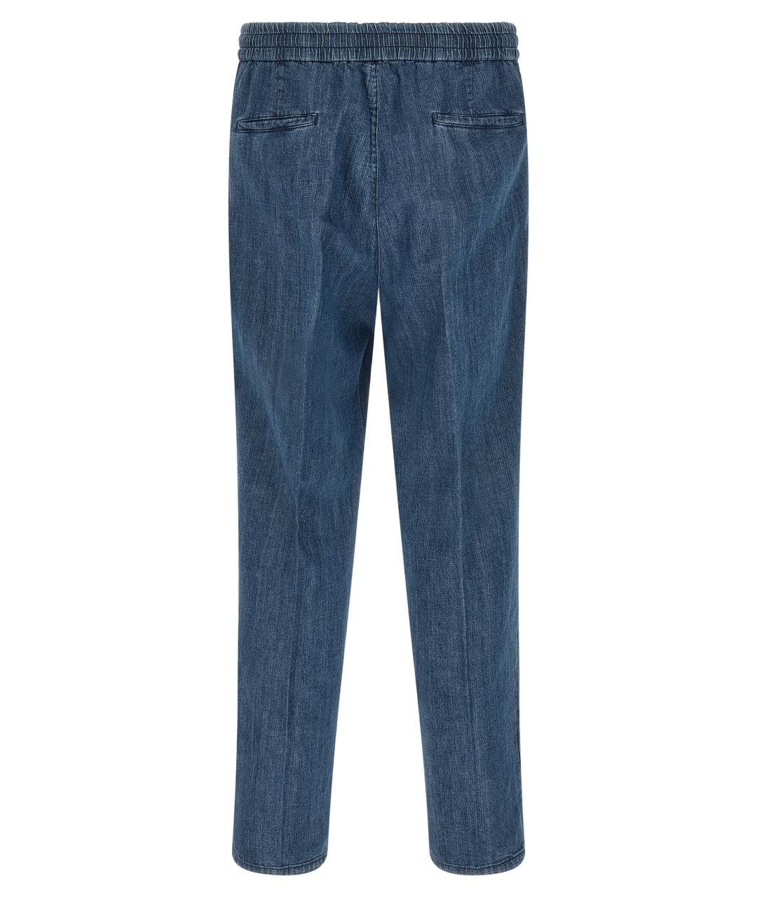 BRUNELLO CUCINELLI Синие хлопковые прямые джинсы, фото 2