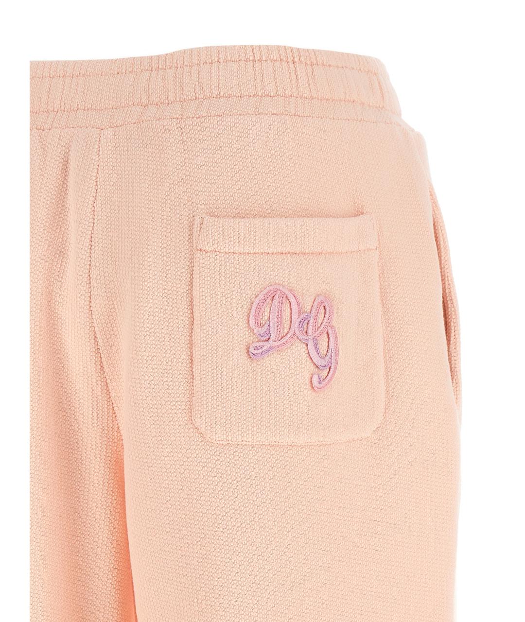 DOLCE&GABBANA Розовые хлопковые прямые брюки, фото 4