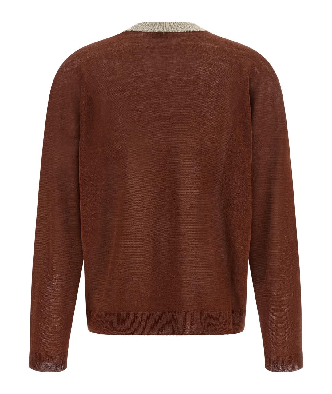 BRUNELLO CUCINELLI Бордовый льняной джемпер / свитер, фото 2