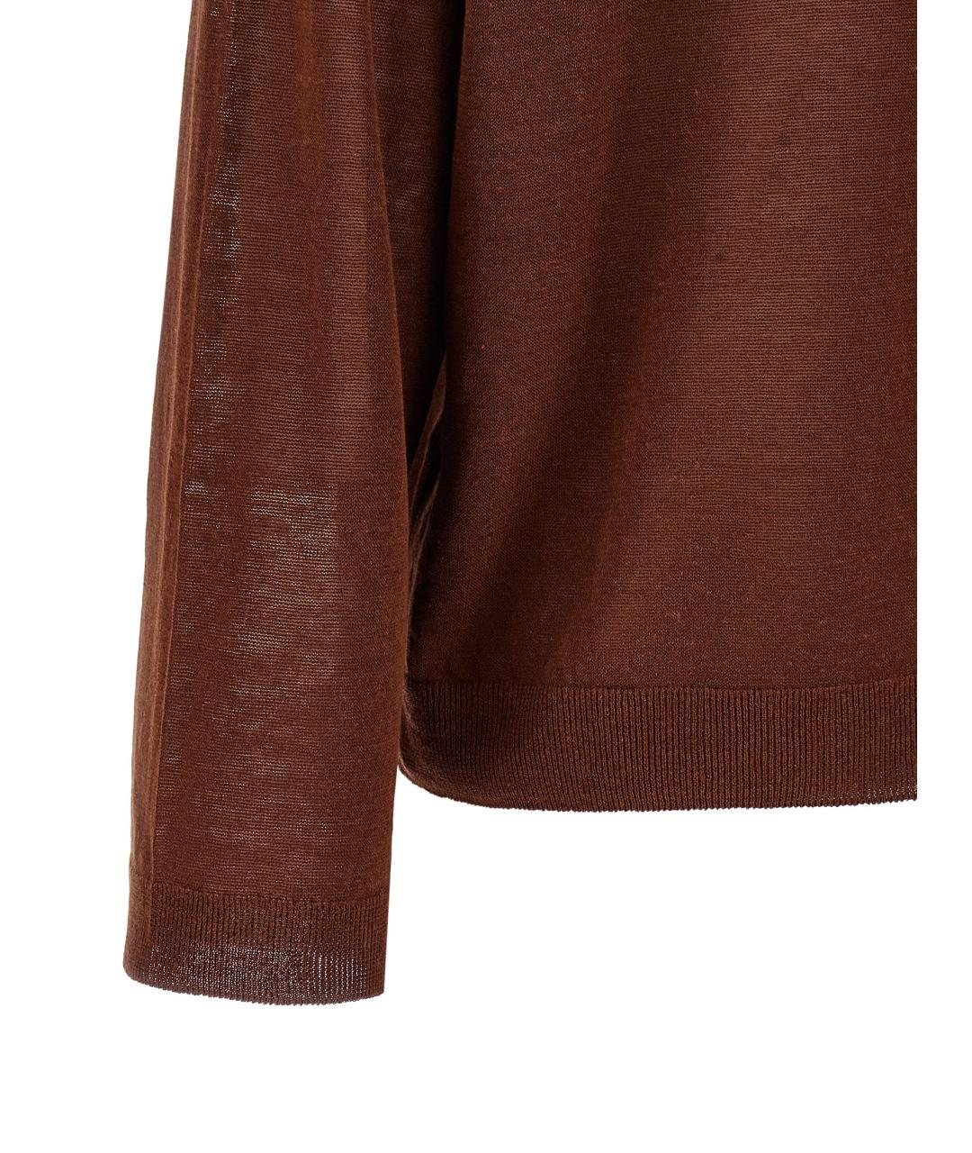 BRUNELLO CUCINELLI Бордовый льняной джемпер / свитер, фото 4