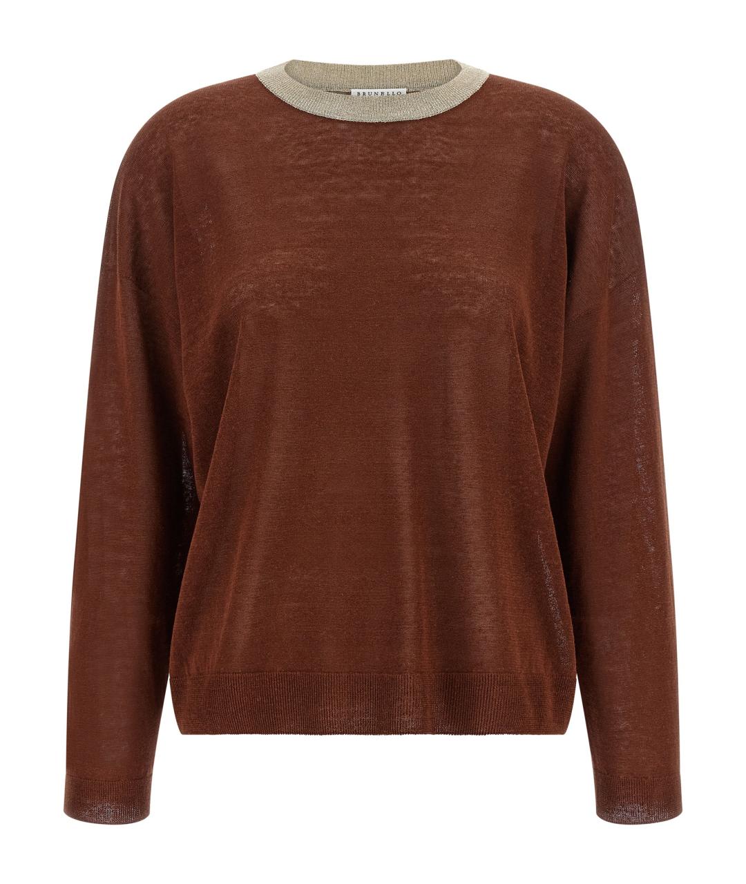 BRUNELLO CUCINELLI Бордовый льняной джемпер / свитер, фото 1