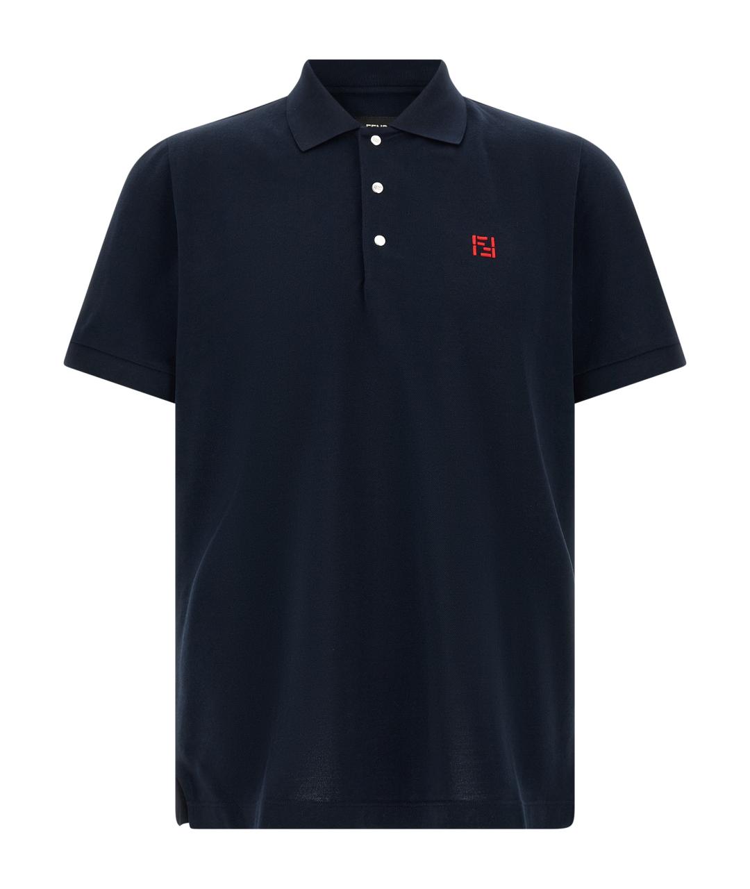 FENDI Синее хлопковое поло с коротким рукавом, фото 1