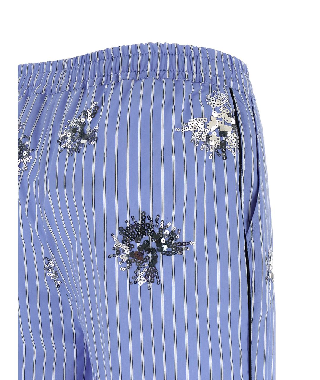 LE TWINS Голубые хлопковые прямые брюки, фото 5