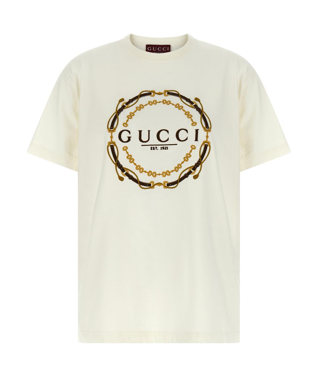 GUCCI Белая хлопковая футболка, фото 1