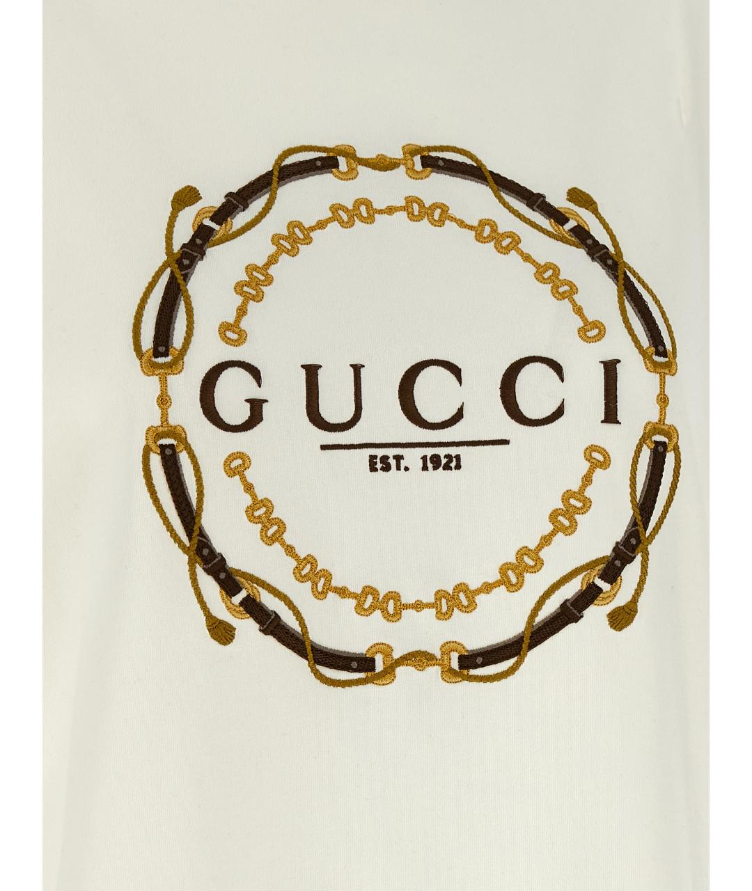 GUCCI Белая хлопковая футболка, фото 4