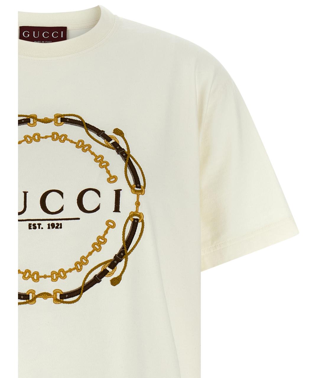 GUCCI Белая хлопковая футболка, фото 3