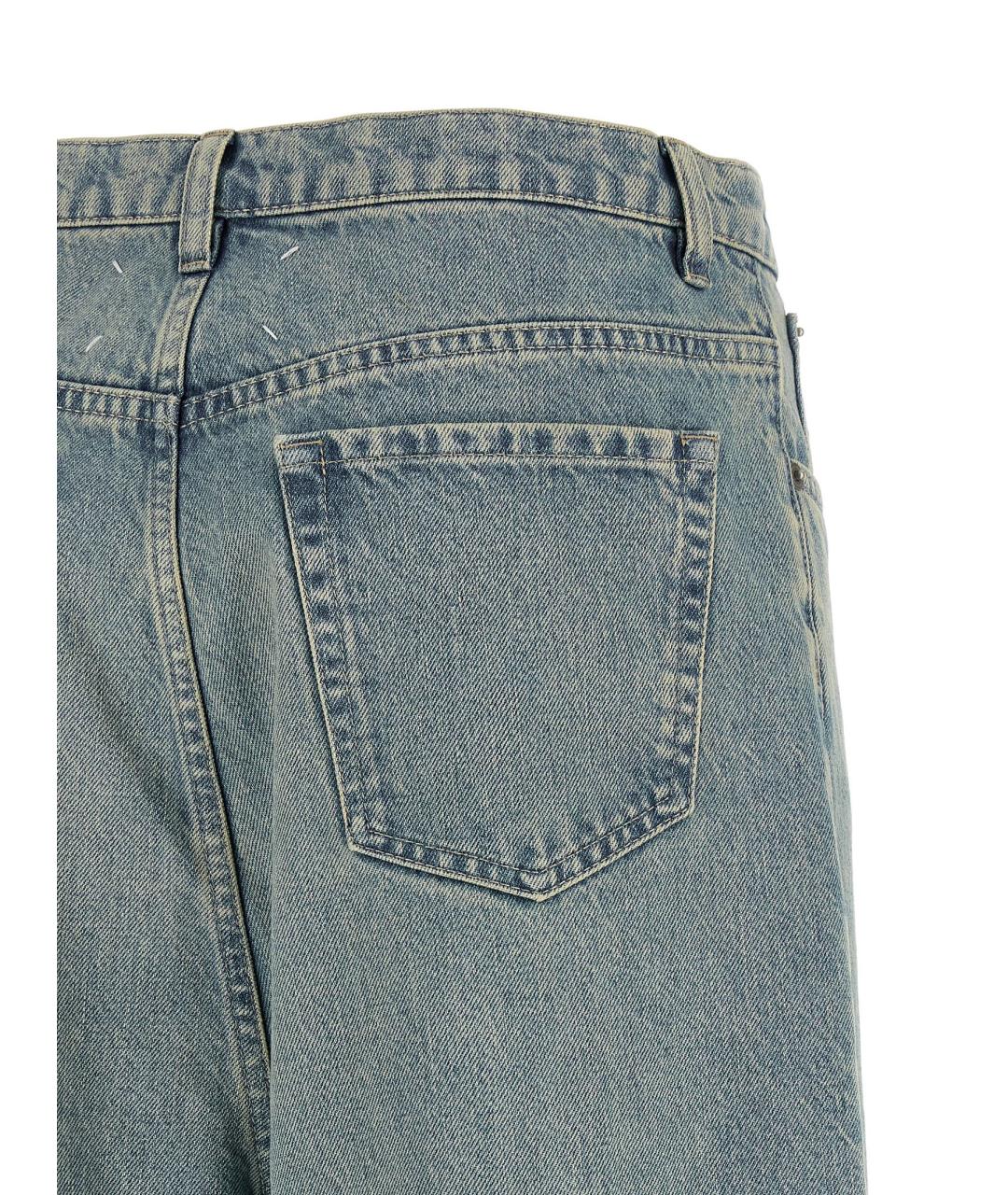 MAISON MARGIELA Голубые хлопковые прямые джинсы, фото 4