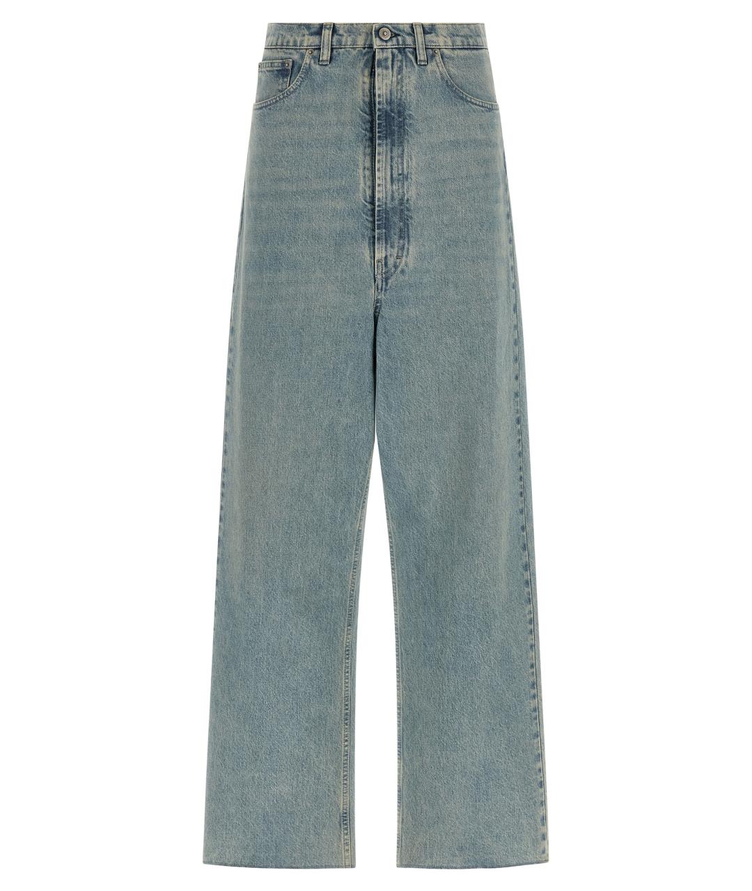 MAISON MARGIELA Голубые хлопковые прямые джинсы, фото 1