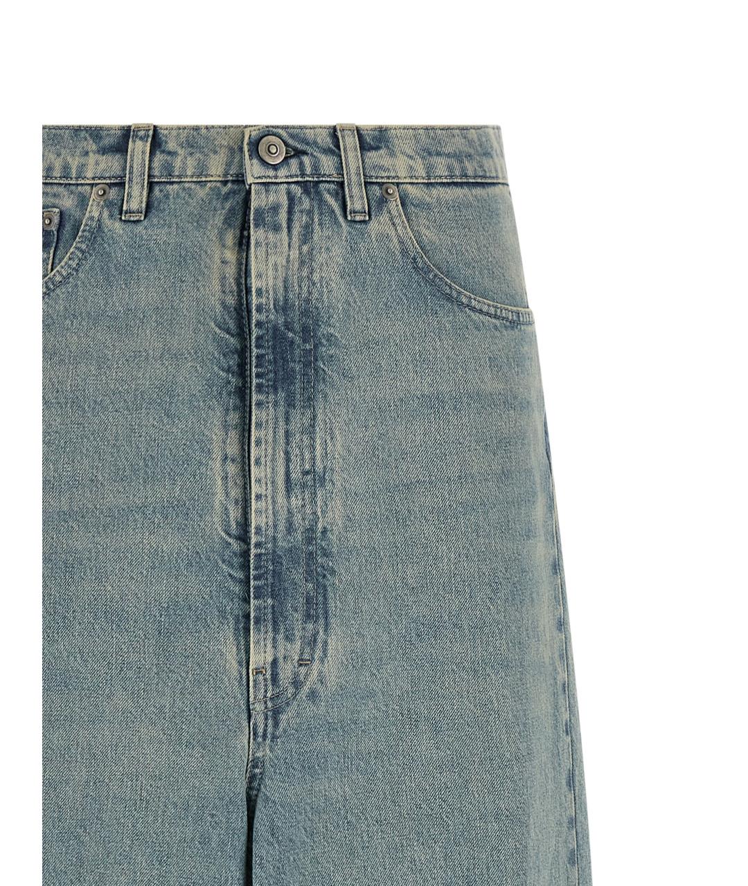 MAISON MARGIELA Голубые хлопковые прямые джинсы, фото 3