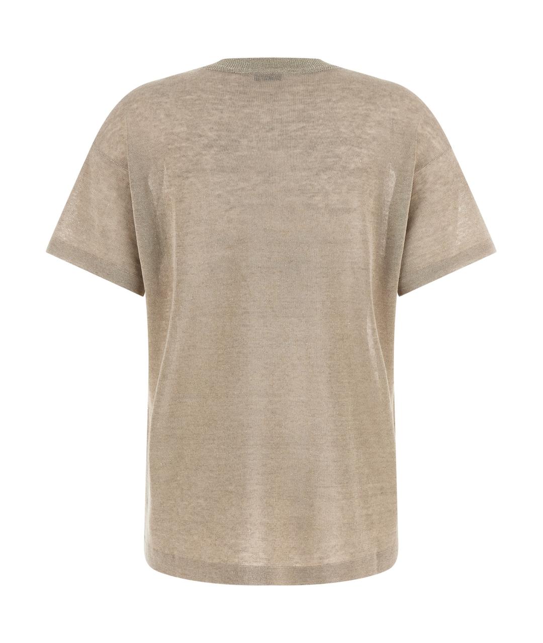 BRUNELLO CUCINELLI Бежевая льняная футболка, фото 2
