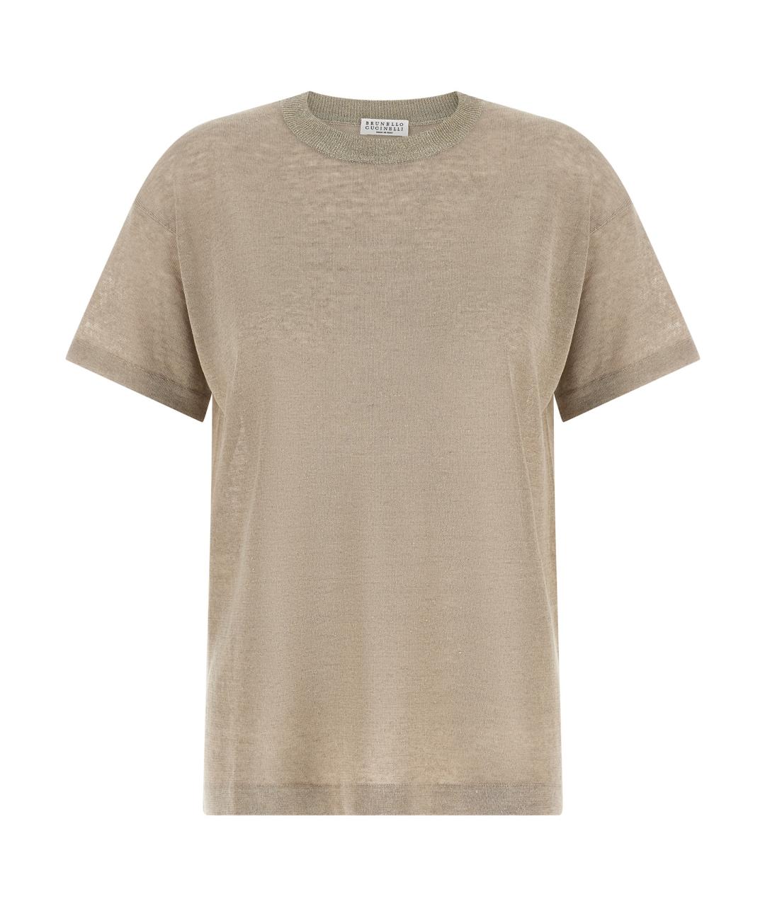 BRUNELLO CUCINELLI Бежевая льняная футболка, фото 1
