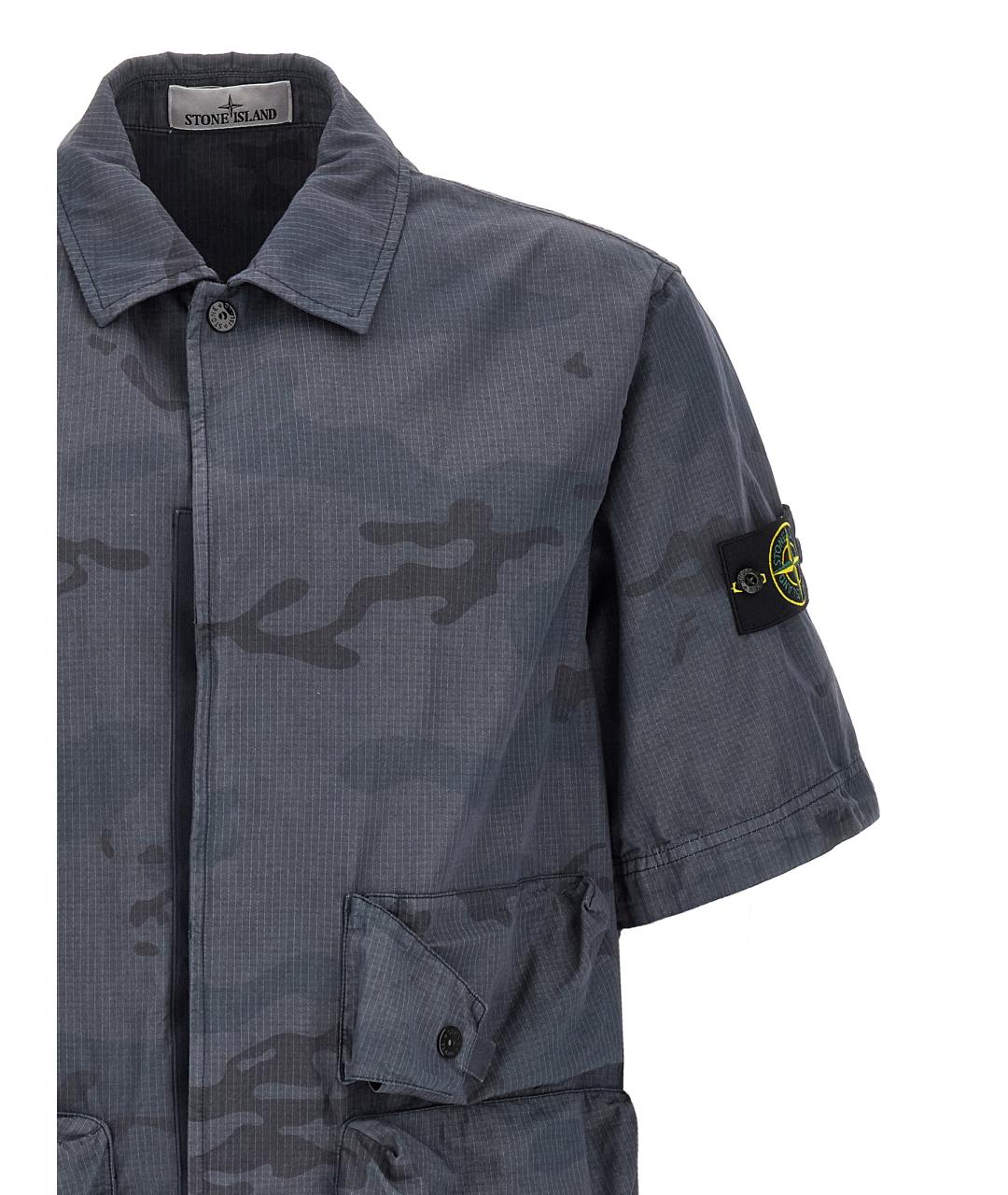 STONE ISLAND Синяя хлопковая кэжуал рубашка, фото 3