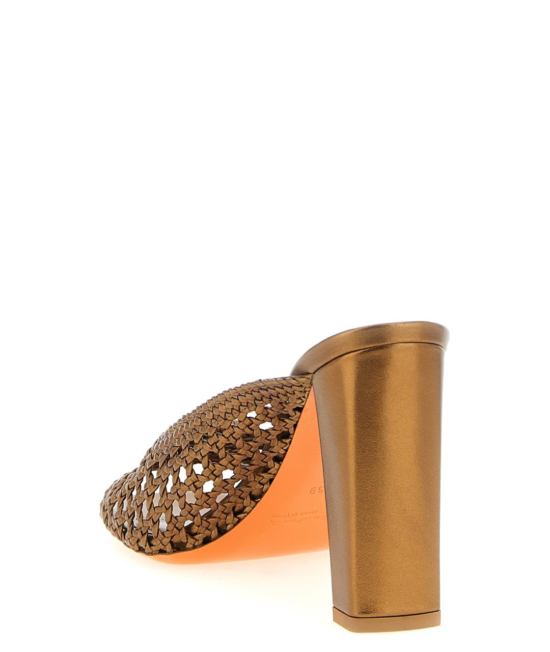 SANTONI Золотые кожаные мюли, фото 3