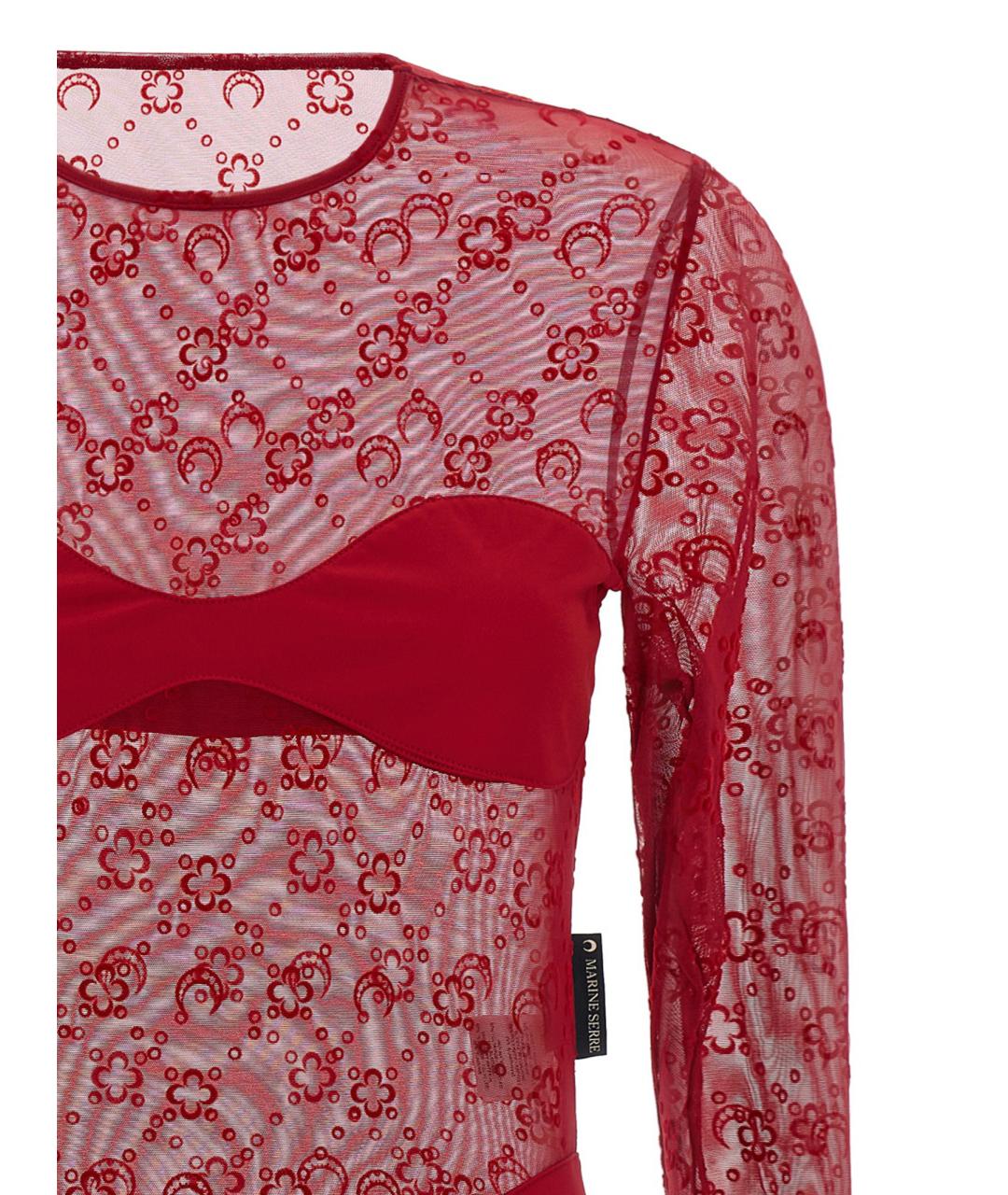 MARINE SERRE Красное полиамидовое боди, фото 2