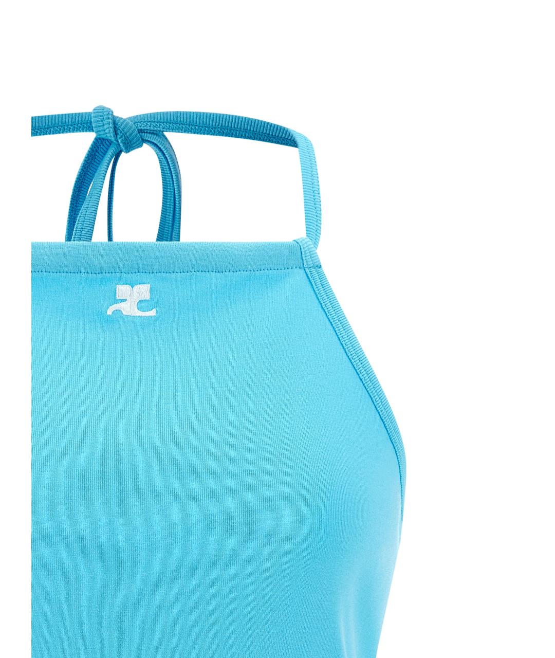 COURREGES Голубая хлопковая майка, фото 3