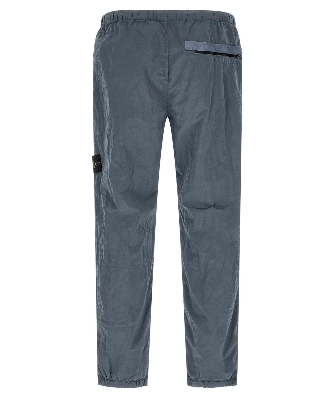 STONE ISLAND Синие полиамидовые повседневные брюки, фото 2