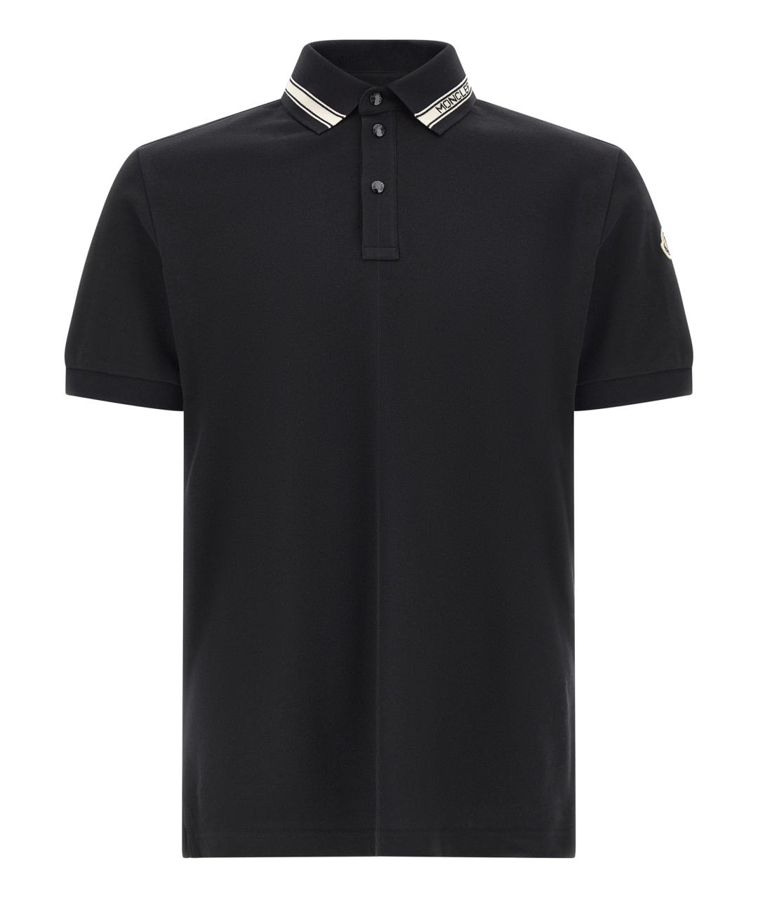 MONCLER Синее хлопковое поло с коротким рукавом, фото 1