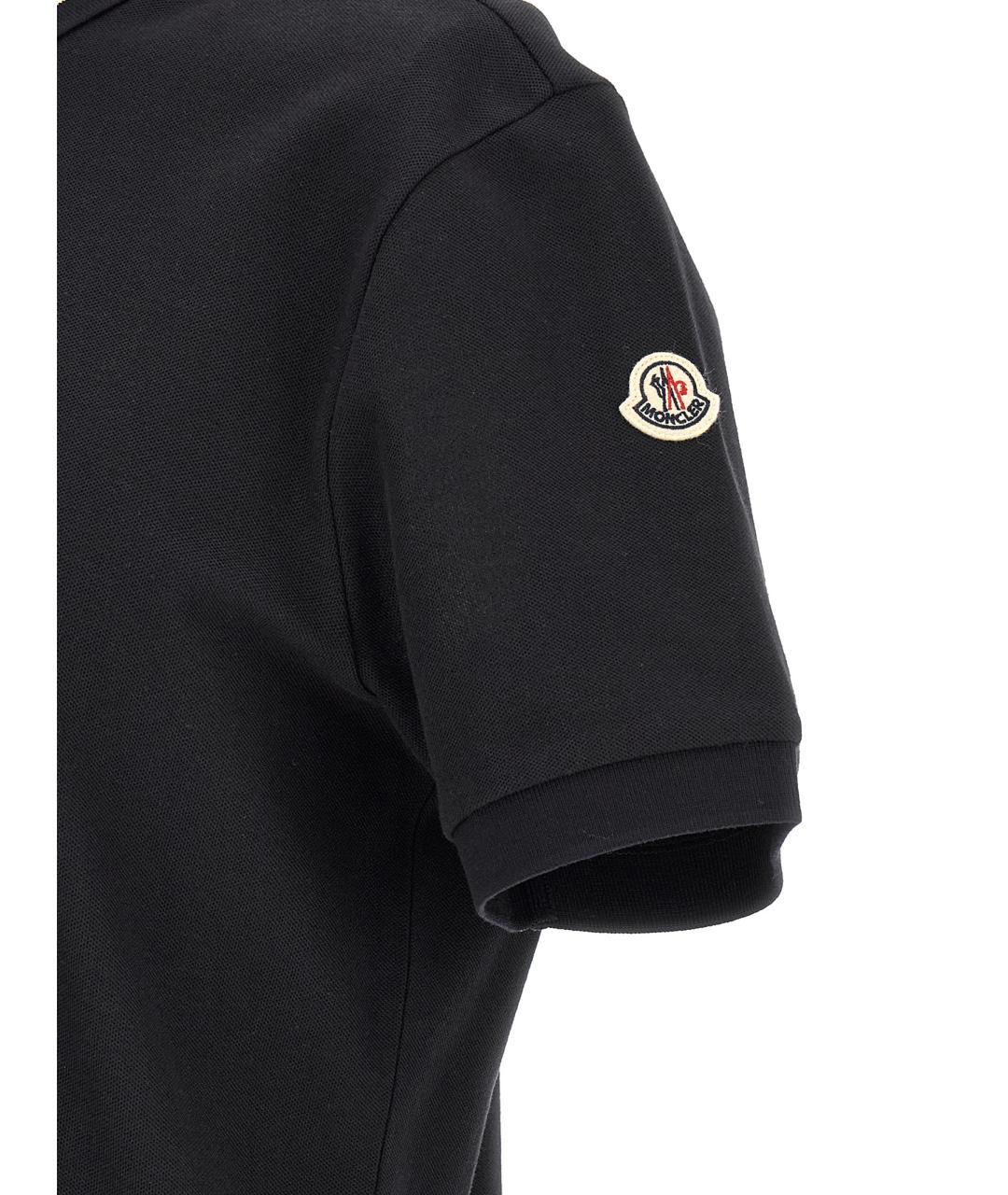 MONCLER Синее хлопковое поло с коротким рукавом, фото 5