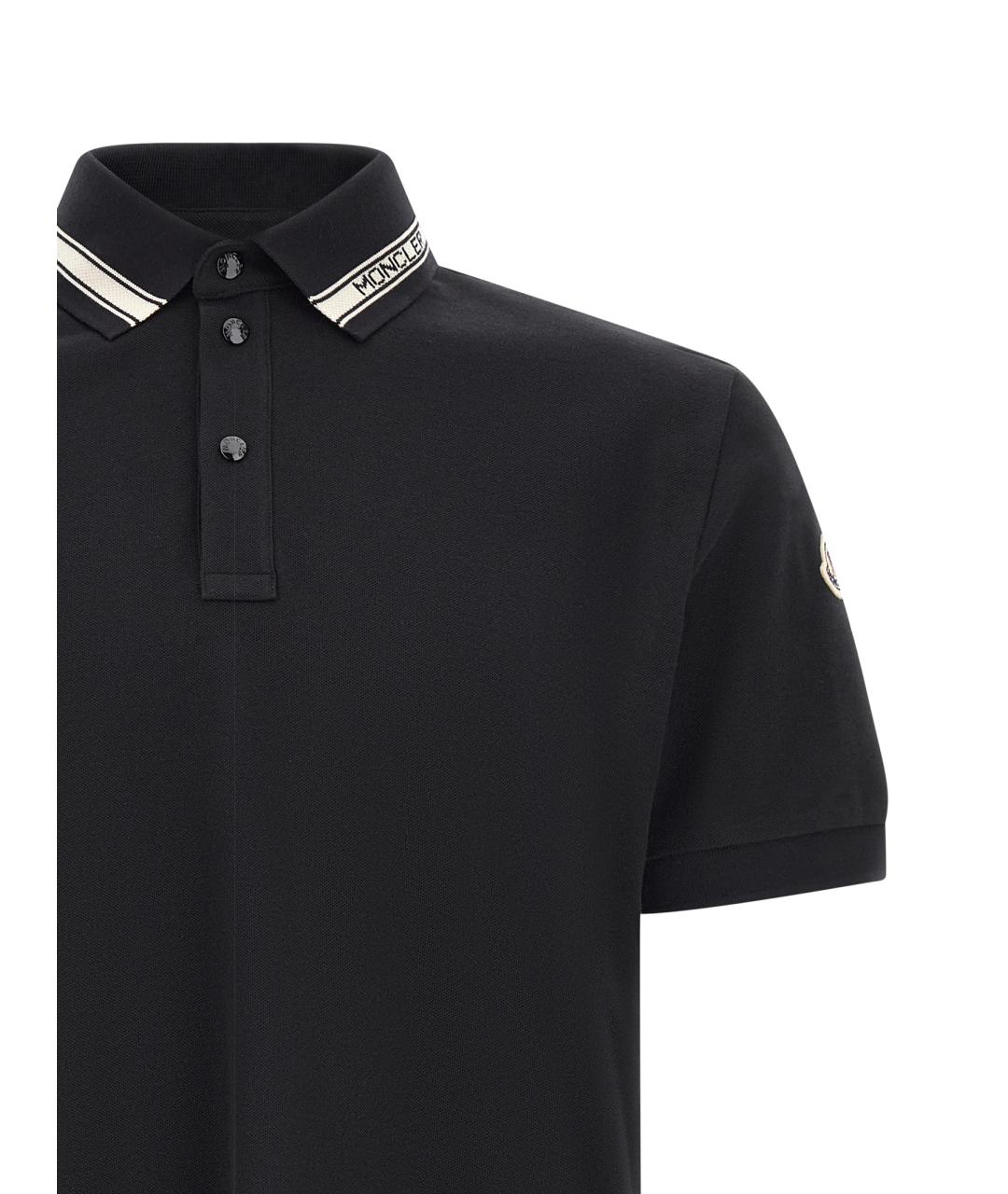 MONCLER Синее хлопковое поло с коротким рукавом, фото 3
