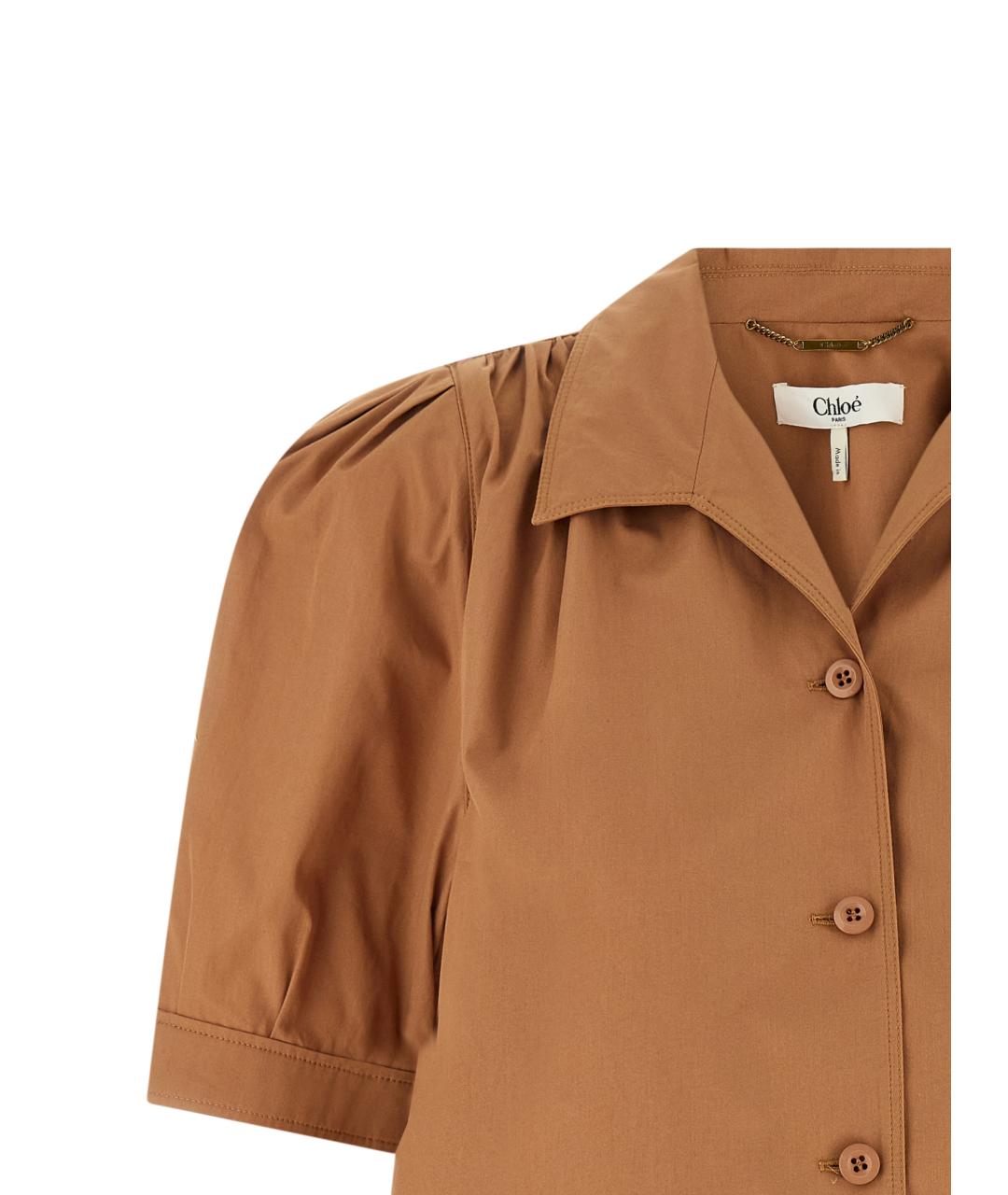 CHLOE Коричневая хлопковая блузы, фото 3