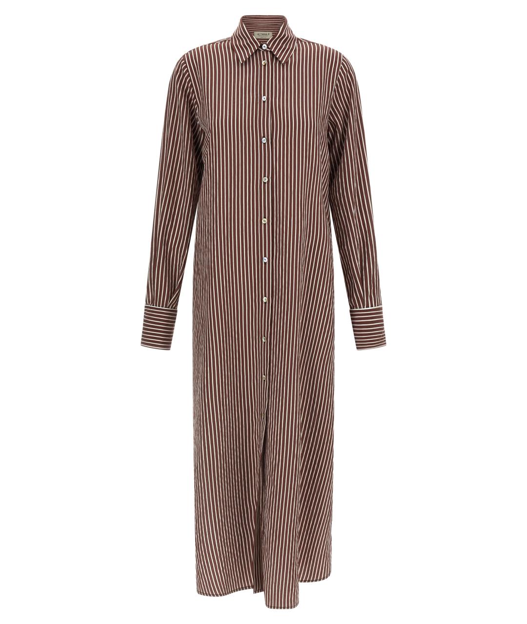 LE TWINS Коричневое хлопковое повседневное платье, фото 1