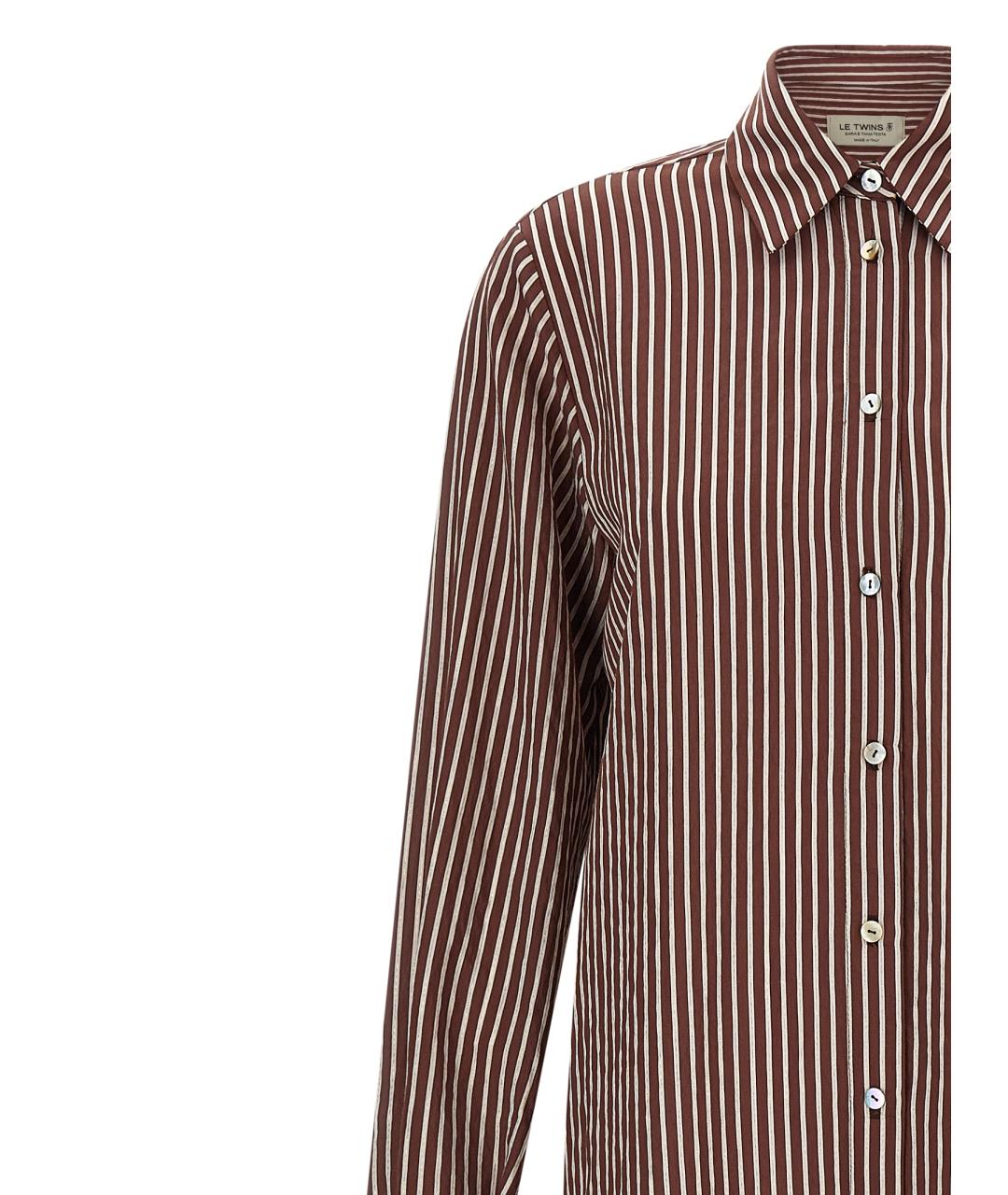 LE TWINS Коричневое хлопковое повседневное платье, фото 3