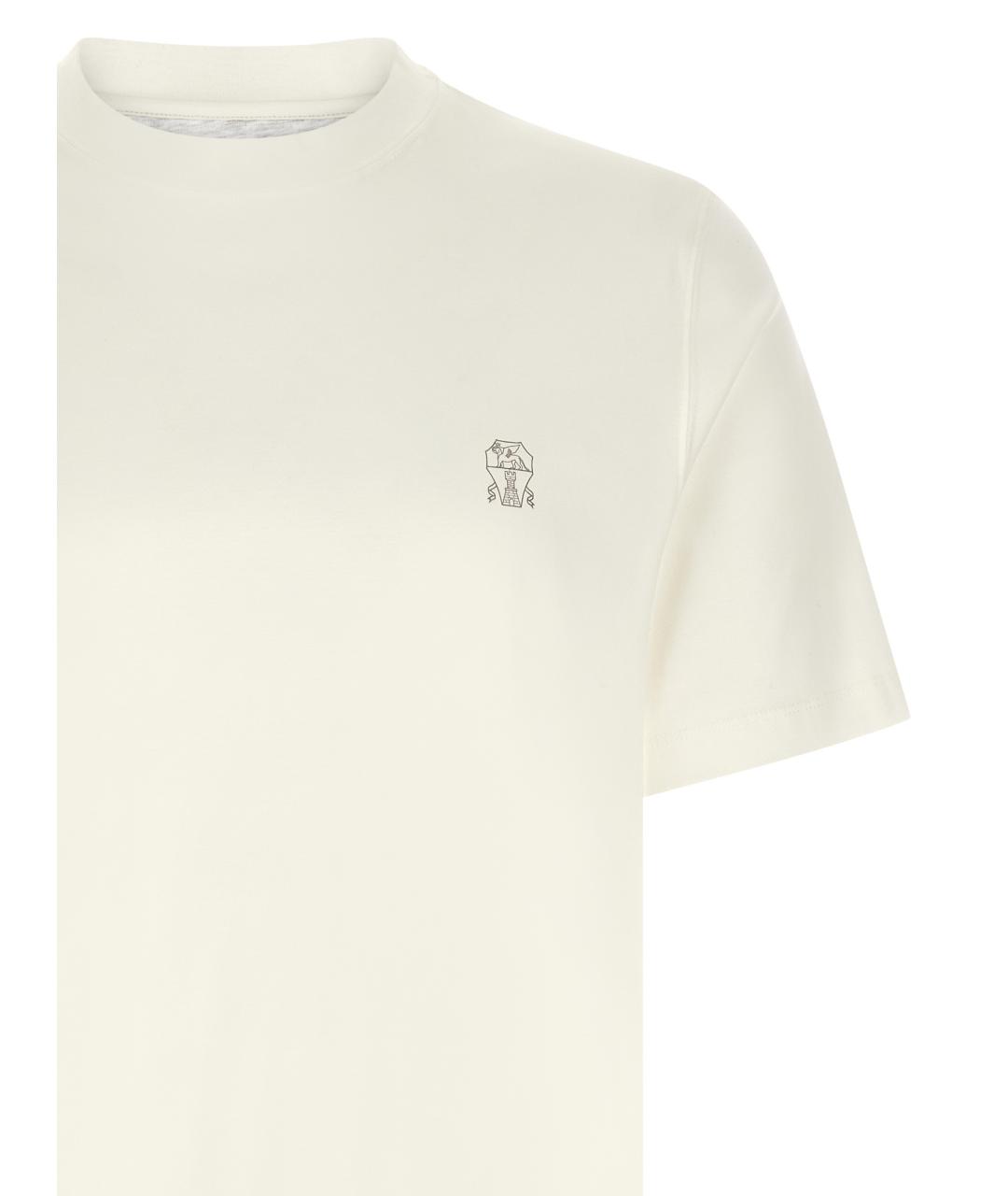 BRUNELLO CUCINELLI Белая хлопковая футболка, фото 3