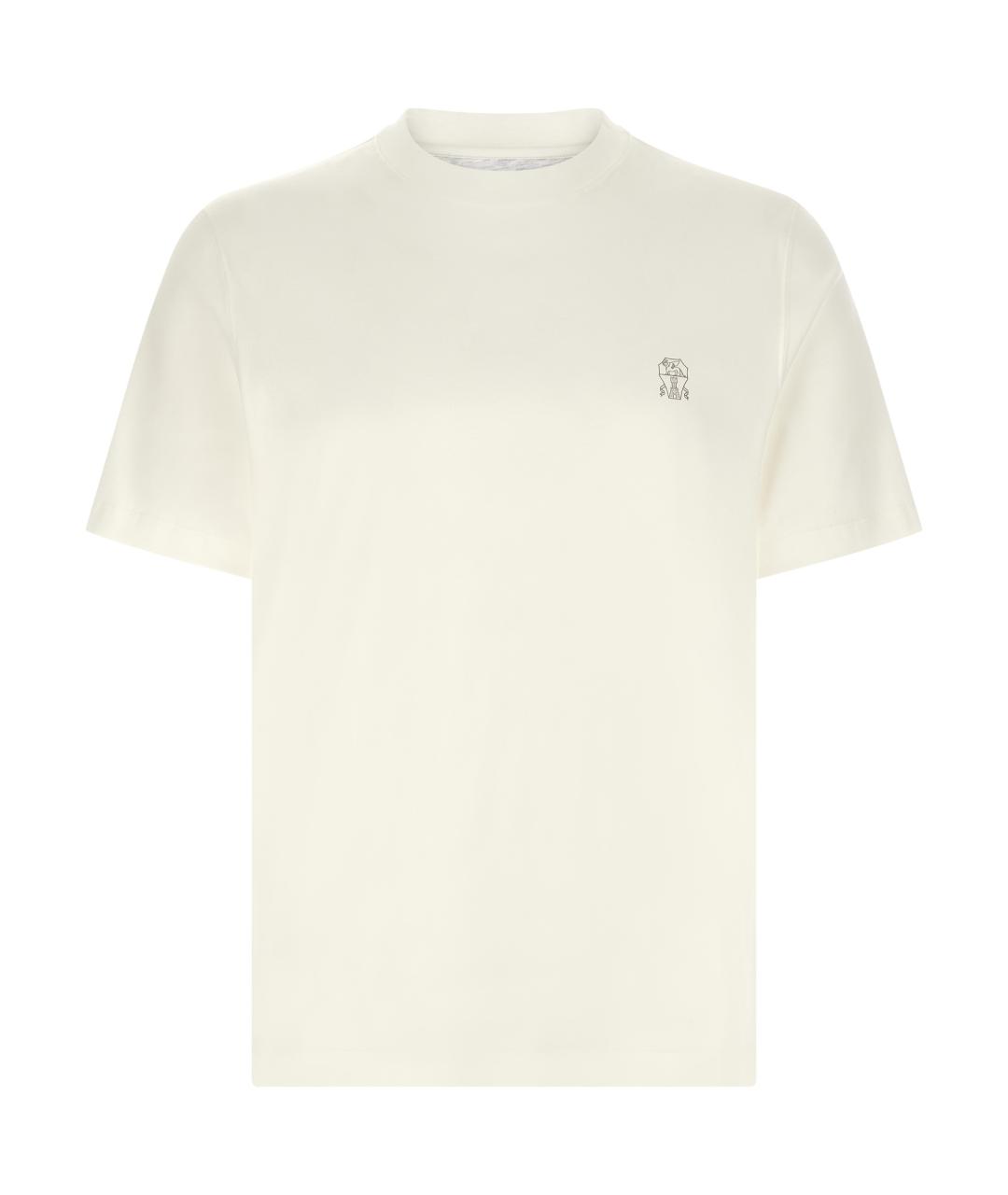 BRUNELLO CUCINELLI Белая хлопковая футболка, фото 1